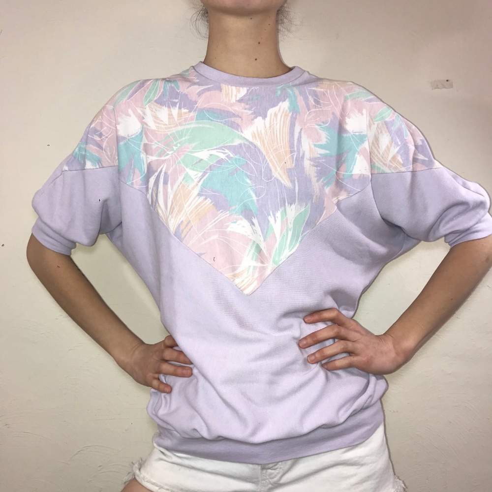 Vintage 80s Pastel Purple Vaporwave Dolman Top